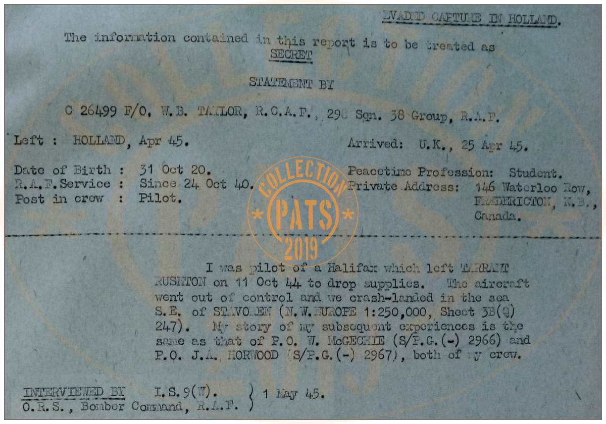 01 May 1945 - I.S.9 (W). interview - Taylor