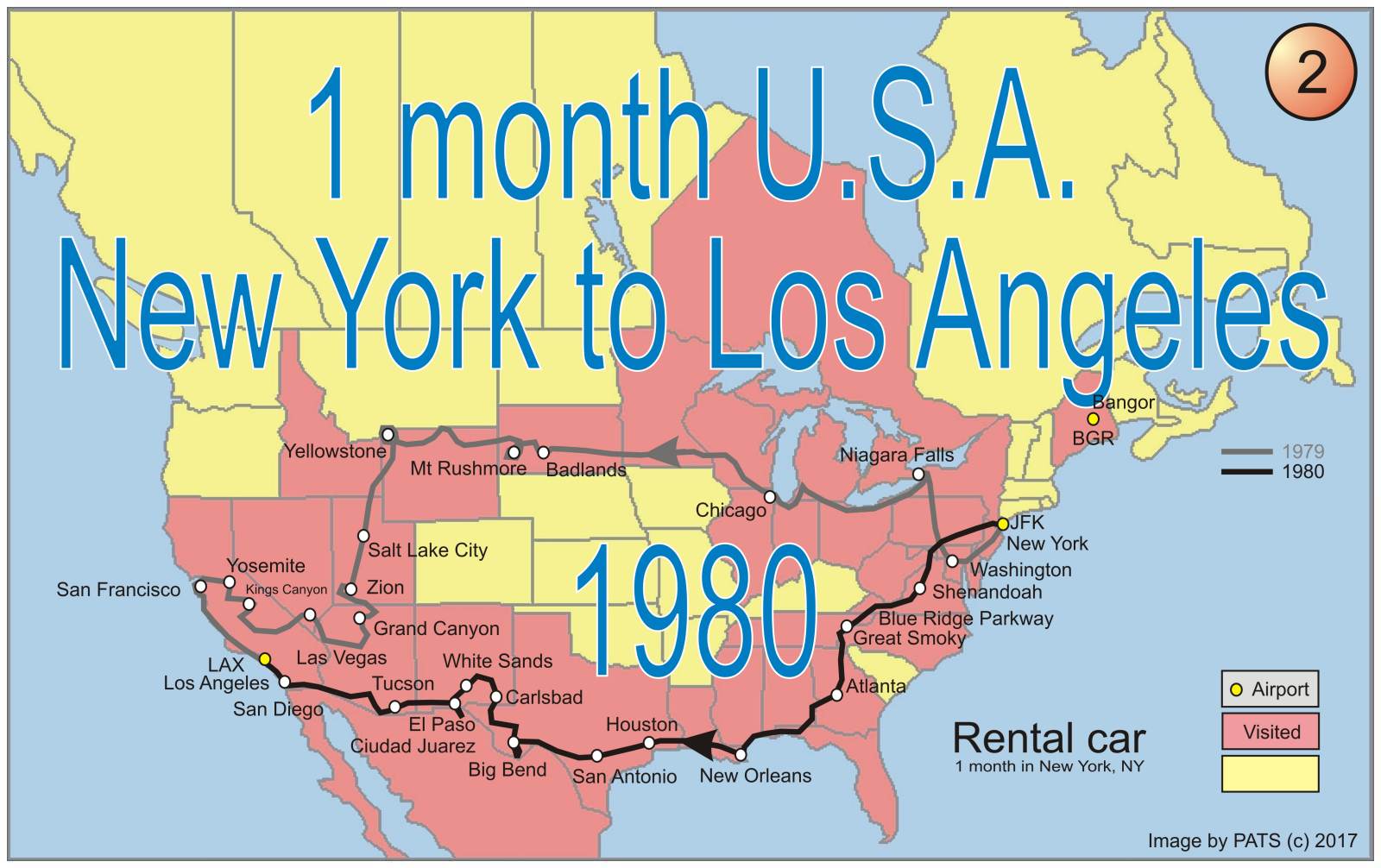 1980 - 1 month - New York to Los Angeles