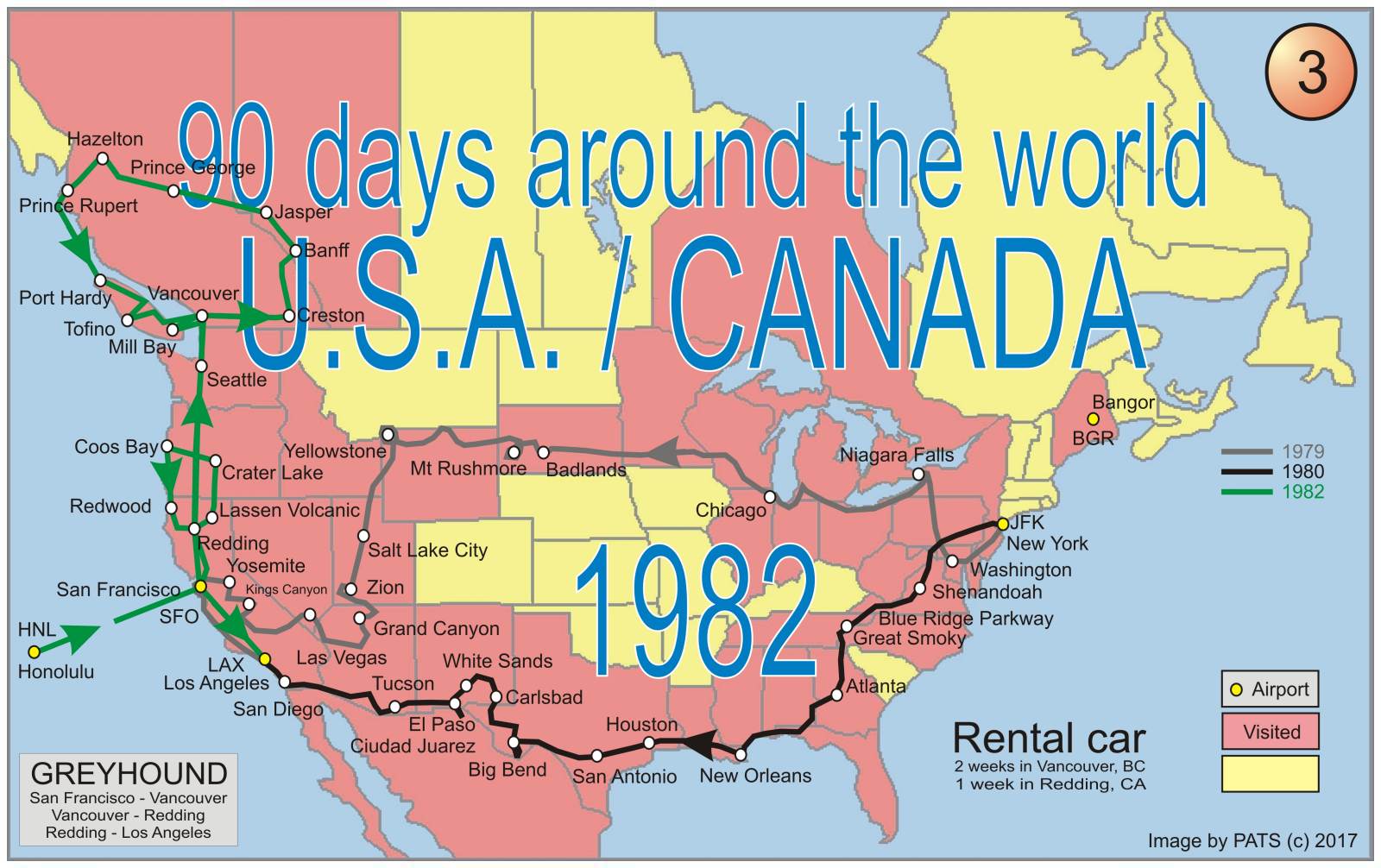 1982 - 90 days - Round the World - U.S.A. / CANADA