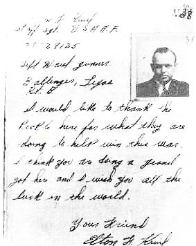 Thanks note from Elton F. Kevil to Cometeline - guide Henry Nys