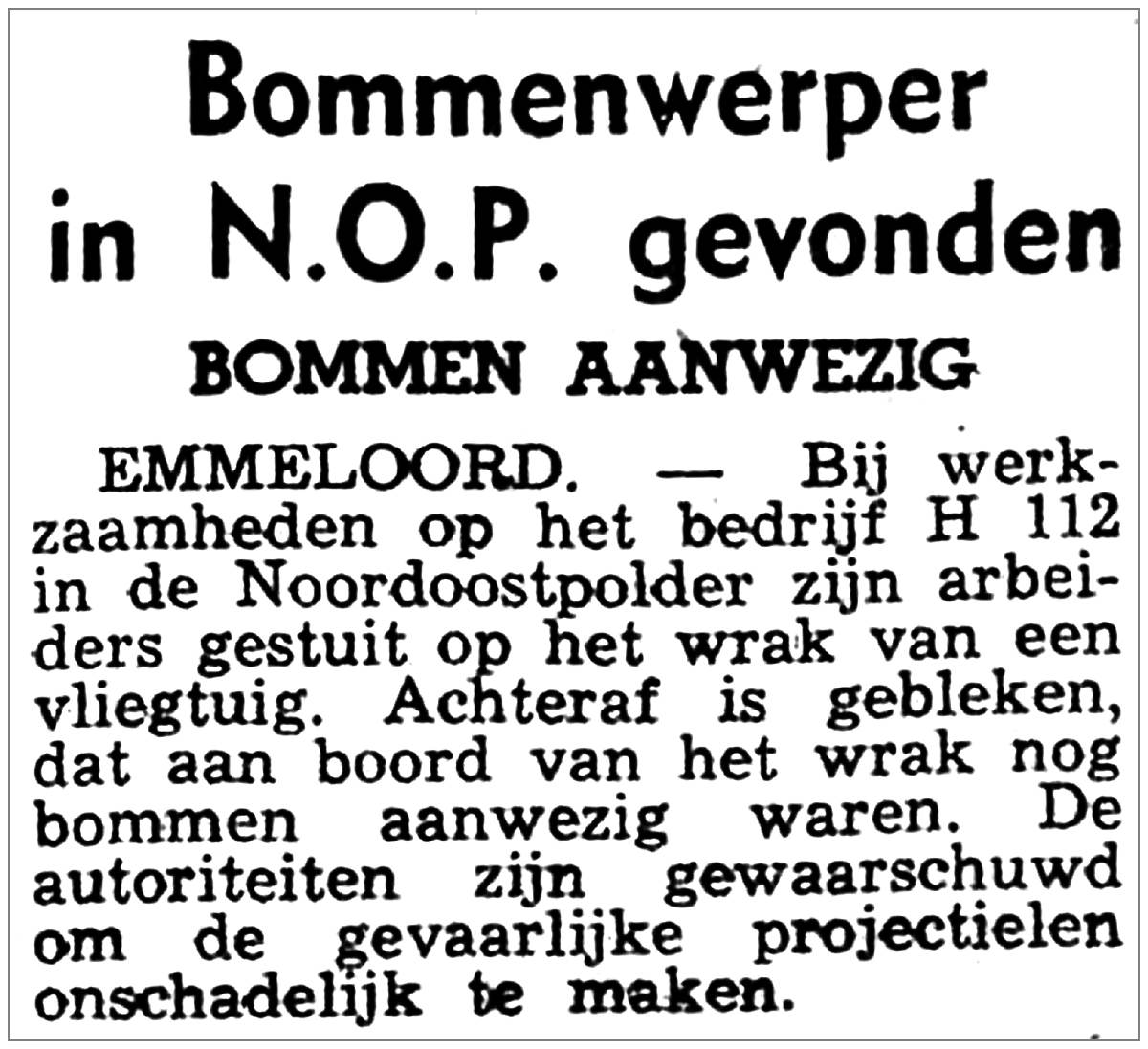 28 Aug 1952 - Overijssels Dagblad - Salvage English bomber - Urkerweg