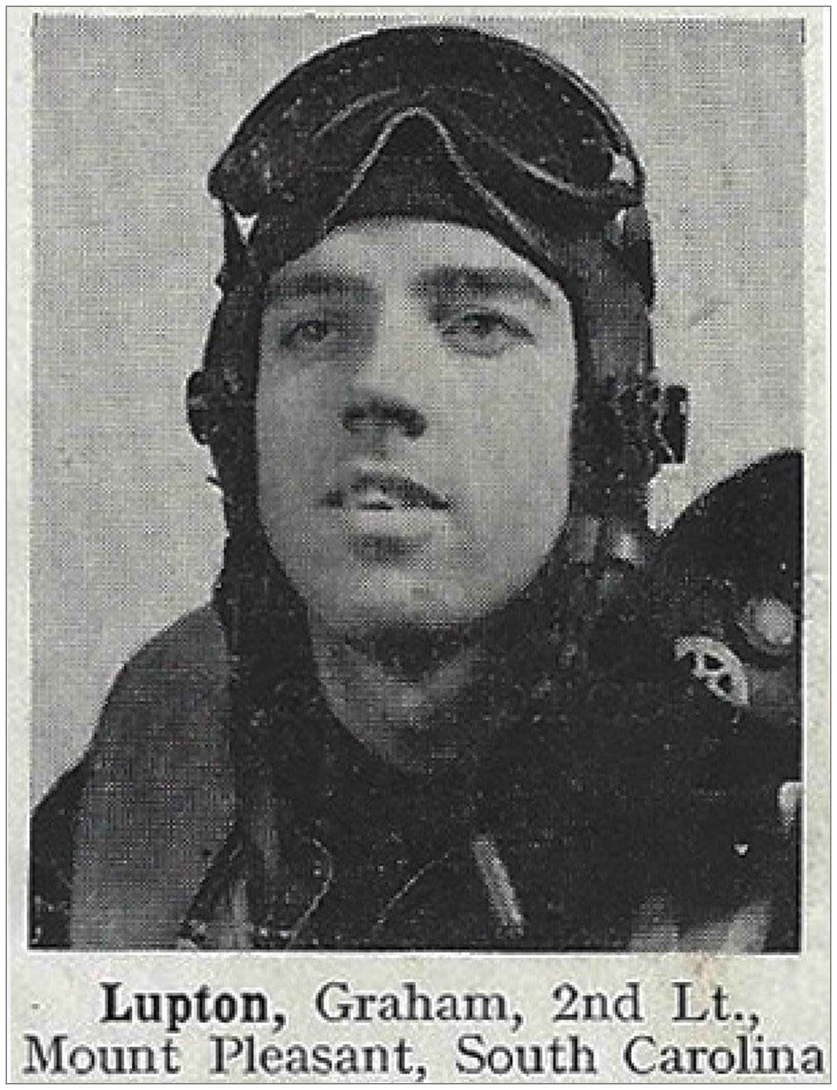 O-832430 - 2nd Lt. Graham Lupton, Mount Pleasant, South Carolina