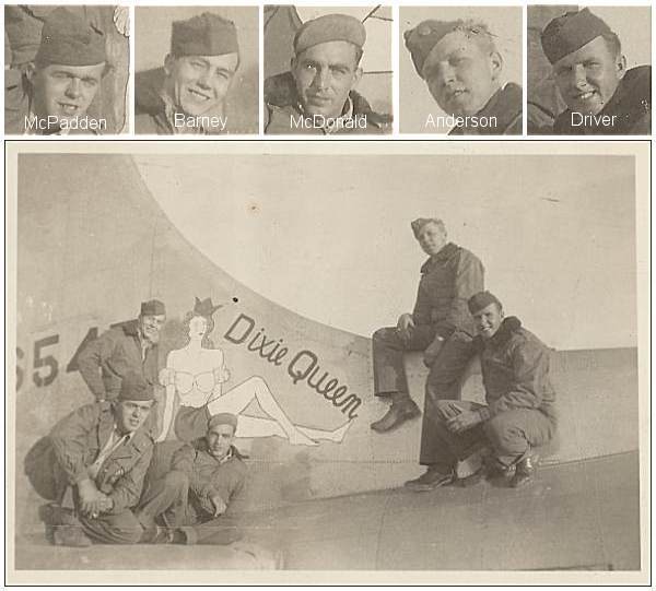 Tail #44-6547 with 5 Airmen - Tail Turret Gunner - S/Sgt. Charles W. Anderson Jr. - 2nd right