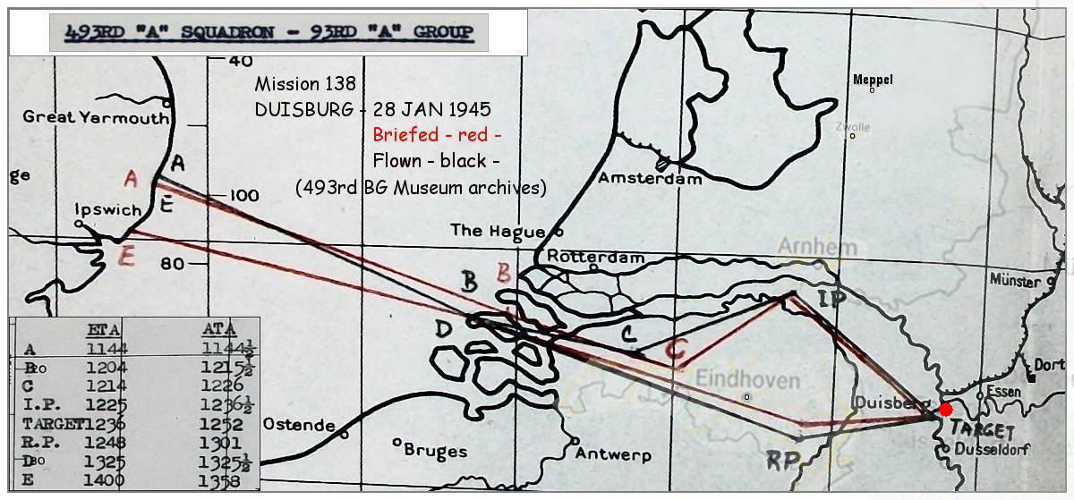 493rd BG - 93rd CBW - 28 Jan 1945 - Duisburg