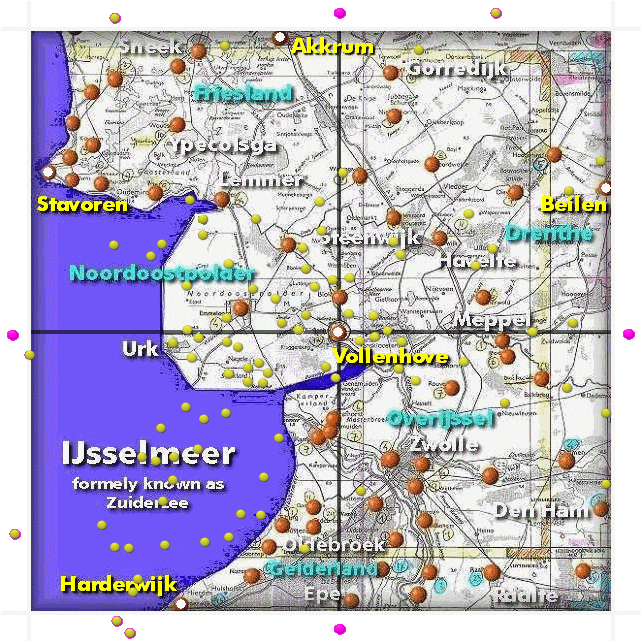 Area - 50 x 50 mile - Location Vollenhove as center