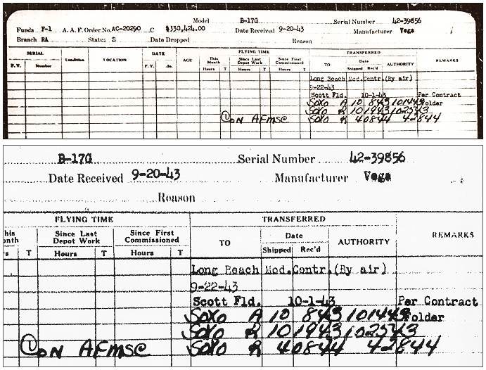 Aircraft Record Card B-17G - 42-39856