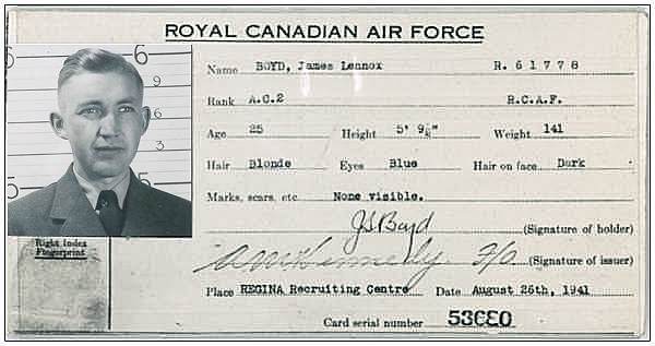 AC2 - James Lennox Boyd - 26 Aug 1941, Regina Recruiting Centre, Regina - RCAF