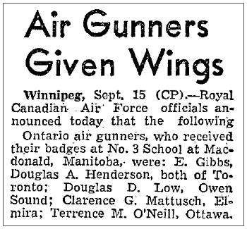 Ontario Air Gunners Given Wings - 15 Sep 1941