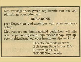 Obituary - Bob Arons