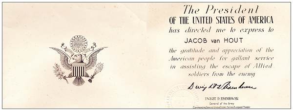Award - Jacob van Hout - Eisenhower - USA