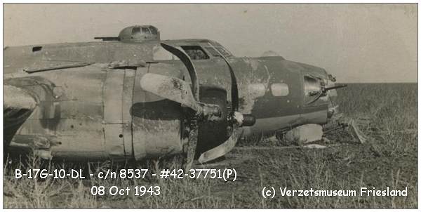 B-17G-10-DL Fortress - c/n 8537 - #42-37751 at crash location
copyright: Verzetsmuseum Friesland - beeldnr. 120624