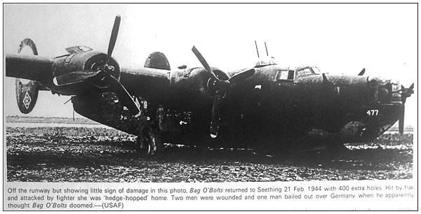 B-24H-5-FO - #42-7764 'B' - 'Bag O'Bolts' - Seething, UK - 21 Feb 1944 - with 400 extra holes