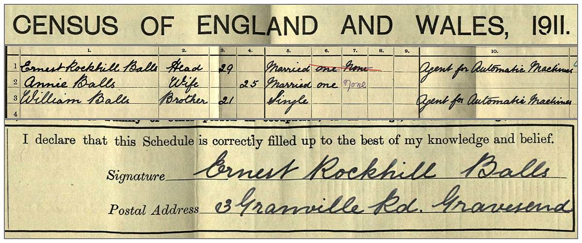 Family Balls in Census 1911 UK