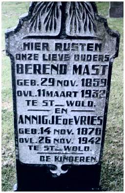 Berend Mast - headstone