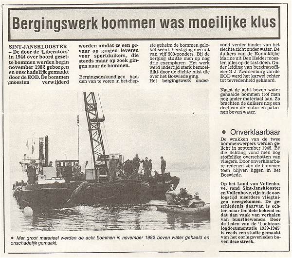 Bomb recovery Nov 1982 - Boschwijde - newsclip - Muller collection 