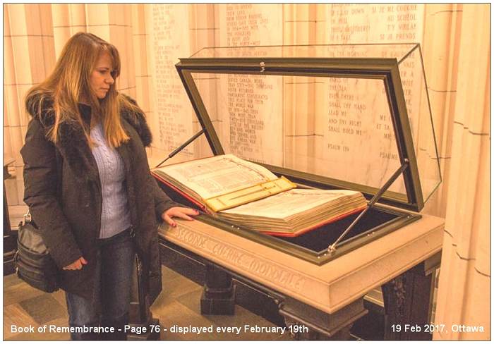 Brenda at Book of Remembrance - Page 76 - 19 Feb 2017, Ottawa