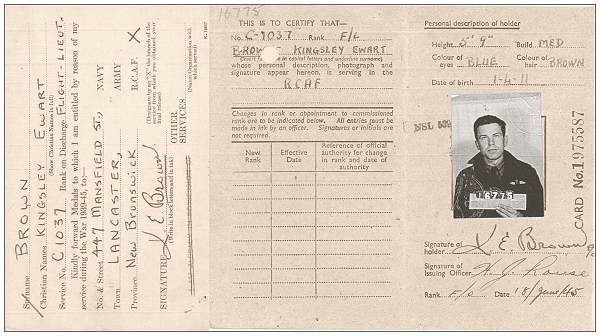 F/Lt. Kingsley Ewart Brown - ID-chart