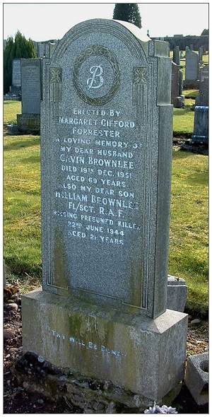 Brownlee memorial - at Cadder Cemetery, Scotland