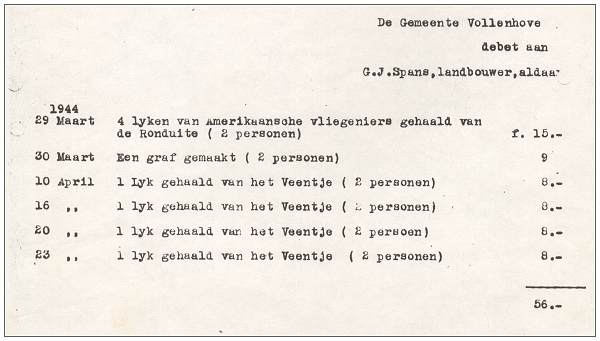 Burial cost - Fl. 56 - Municipality Vollenhove debit to G. J. Spans