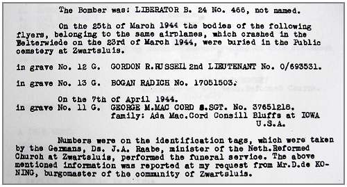 Burials Zwartsluis - statement - 11 Dec 1945