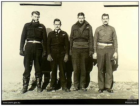 RAAF Prisoners - l-r: Tex McLead, Charles 'Chuck' Lark, unknown, unknown - Oflag XXI-B - Szubin, Poland