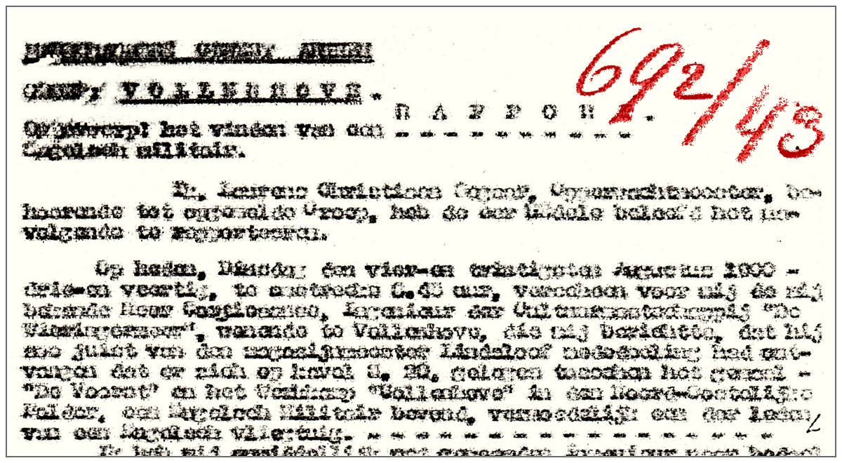 Clip header of report 692/43 Opw. Segaar - 24 Aug 1943