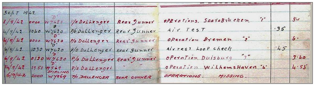 Sep 1942 - Clip - Logbook - Harry Oldfield Goddard