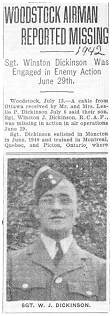 Newspaper clip - Flight Sergeant Winston James Dickinson - RCAF