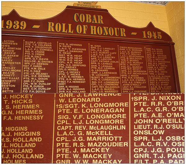 Cobar Roll of Honour 1939 - 1945