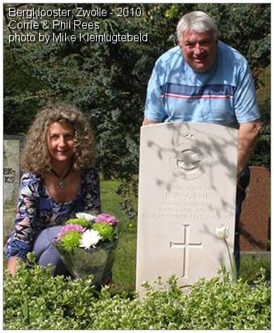 2010 - Corrie and Phil Rees at the grave of her Uncle Ronald Walter Game - photo by Mike Kleinlugtebeld