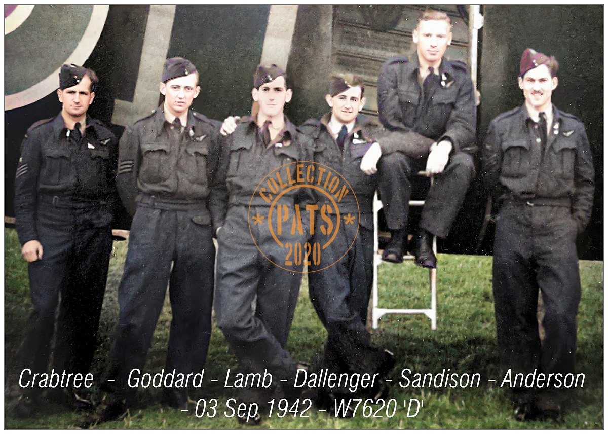 Thursday 03 Sep 1942, Oakington - Crew Dallenger beside their W7620 - MG-D