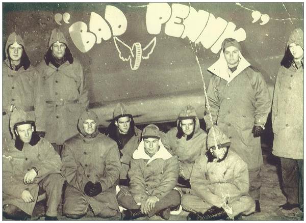 Crew in front of 'Bad Penny', 20 Sep 1943, Iceland