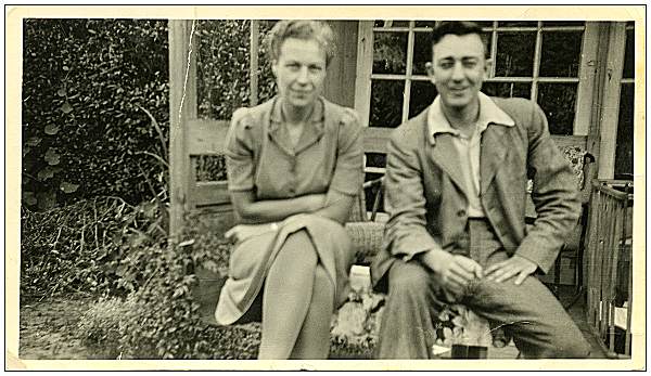 2nd  Lt. - Navigator - Marlowe Bayne Olson - with Mrs. de Groot in Surhuisterveen - 1944