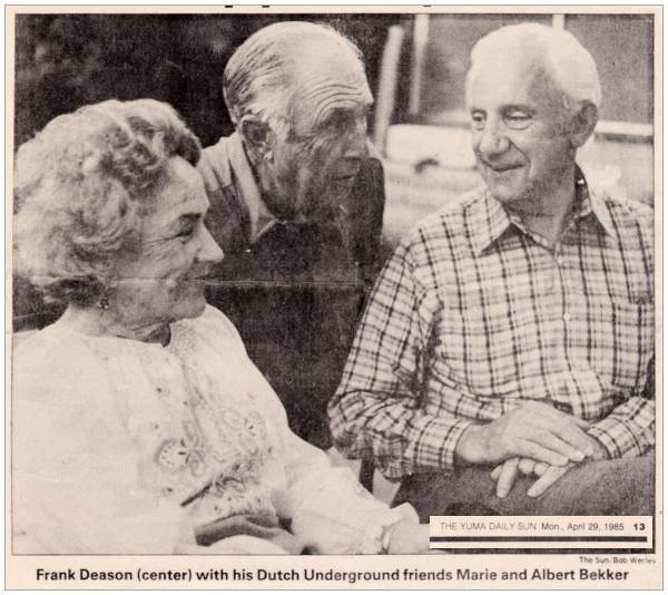 Frank Deason with his Dutch Underground friends - Marie and Albert Bekker - 1985