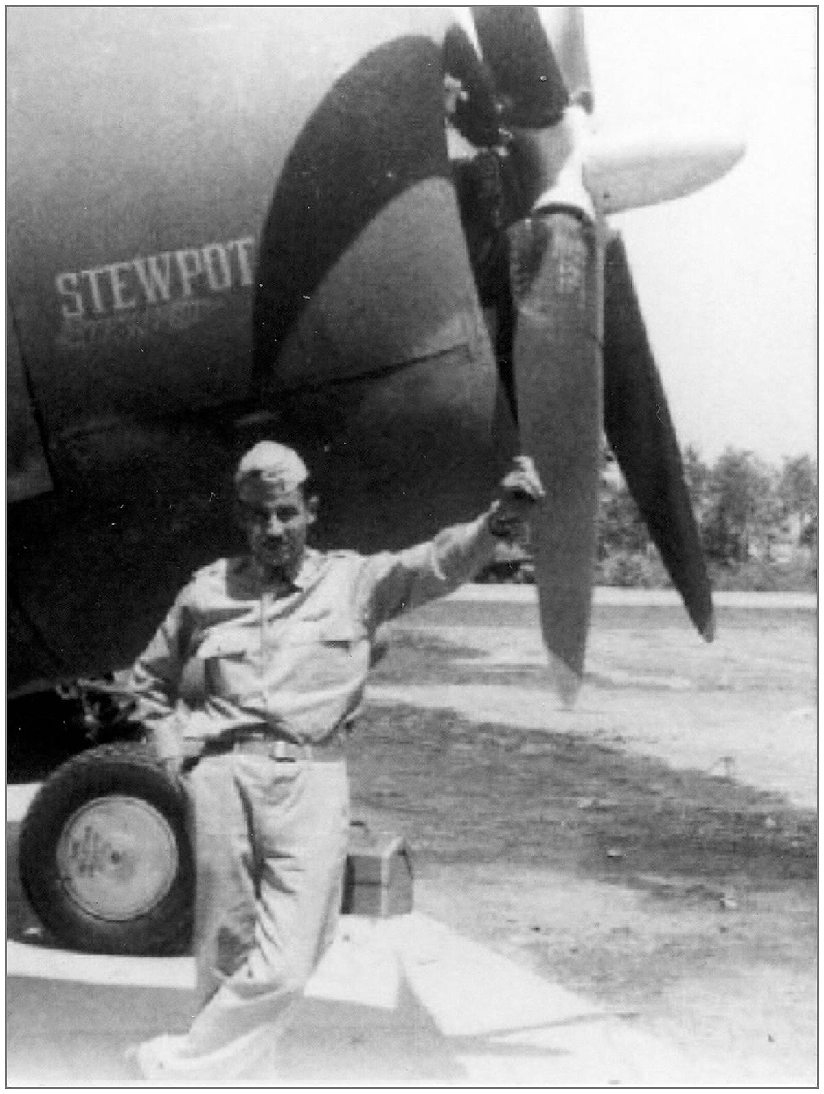 2nd Lt. Dolor Alfred Martin with his P-47 'Stewpot'