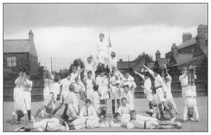 Gymnastics display in the playground