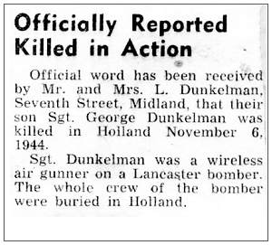 Newsclip - Pilot Officer - George Amos Dunkelman - RCAF