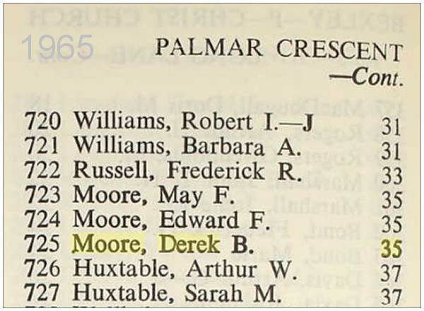 Electoral Roll - 1965 - 35 Palmar Crescent