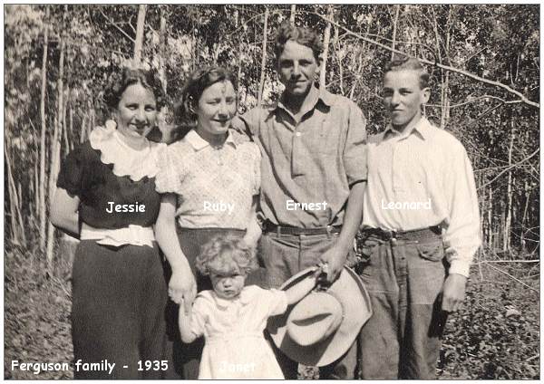 Ferguson family - taken 1935 on the farm near Blackfalds, AB