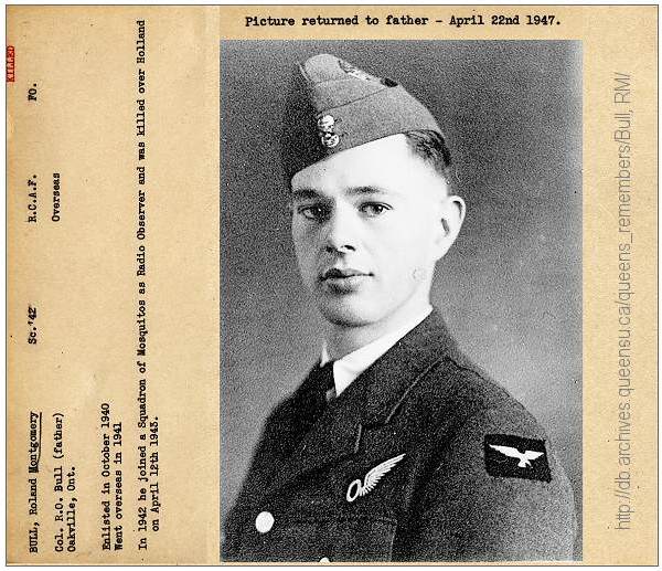 R/88746 - J/8604 - Flying Officer - Navigator / Radar Operator - Roland Montgomery 'Monty' Bull - RCAF
