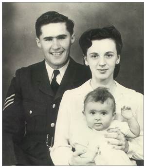 R/110932 - Flight Sergeant - Bomb Aimer - John Prosnyck - RCAF - with wife and child