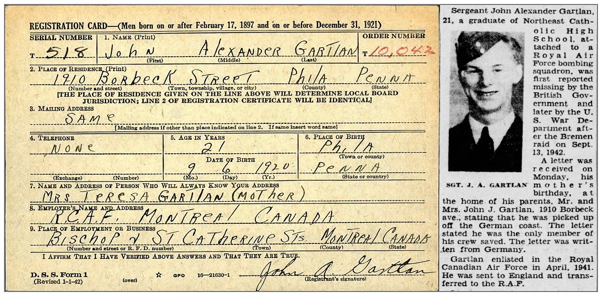 Sgt. Gartlan - Registration Card and Missing Articlebeaten by 3 guards