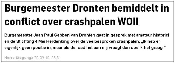 Burgemeester Dronten bemiddelt in conflict over crashpalen WOII