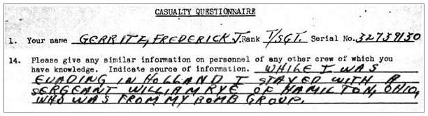 Casualty Questionnaire - Frederick James Gerritz