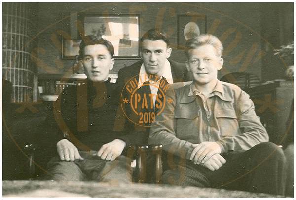 Sgt. Eugene J. Glisynski, 2nd Lt. William J. Lalley and 1st Lt. William C. O'Barr at home of G. J. van den Top, Stroe - abt. Jun 1944