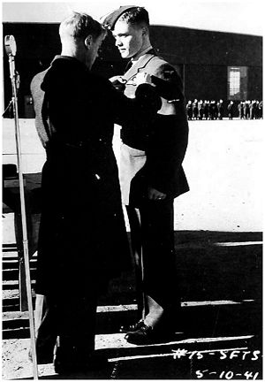 Duke of Windsor pins up Charlie's pilot badge
 - Claresholm, AB - 5th of Oct 1941