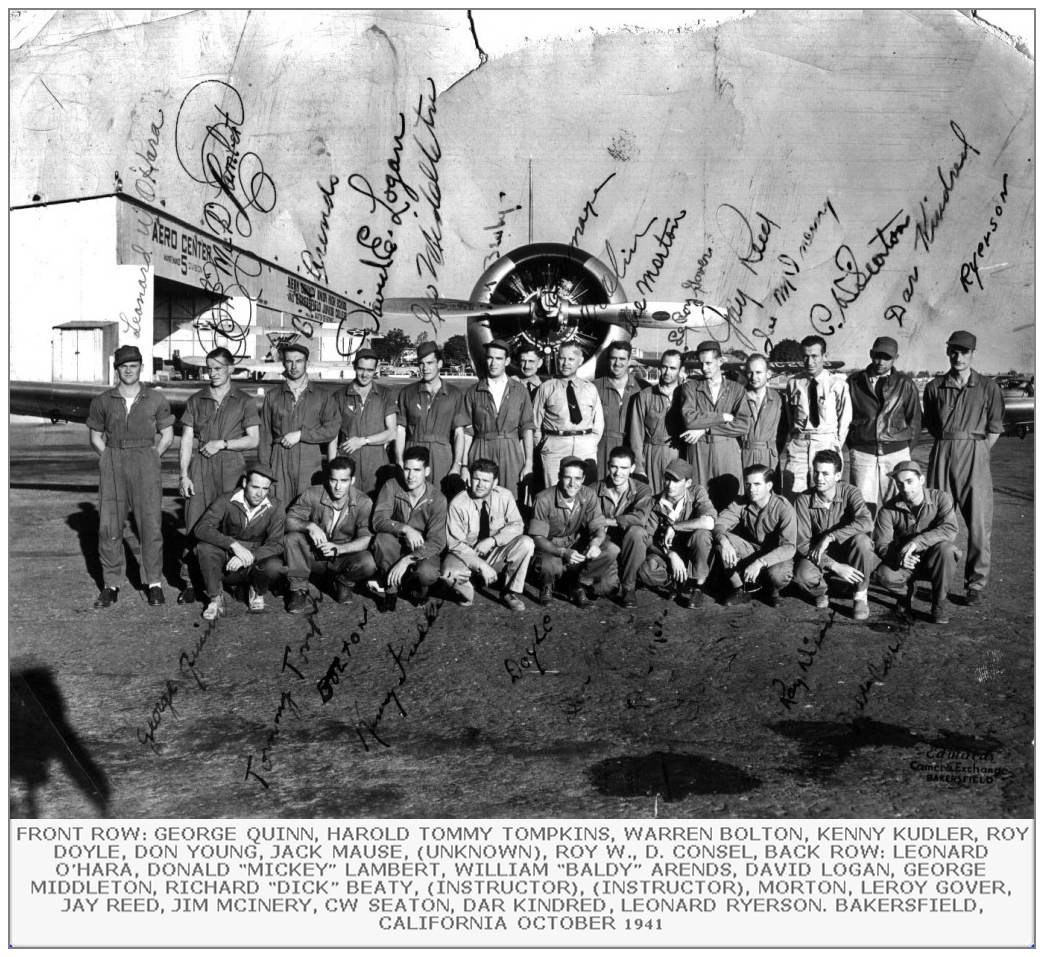 Leonard William O'Hara - RAF Refresher Course Class Graduation at Bakersfield, CA - Oct 1941