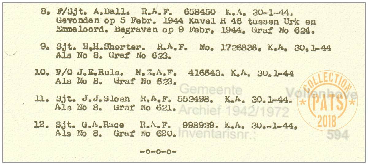 Clip - Cemetery Vollenhove - graves #8 to #12 - Kavel H-46 - between Urk and Emmeloord