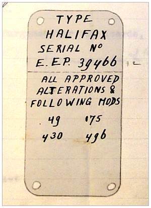 Halifax DT795 - sketch serial plate