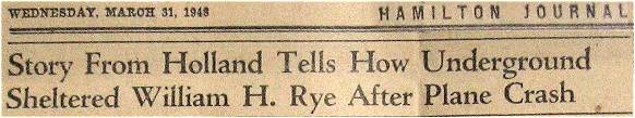 Newspaper clip - William H Rye -
Hamilton Journal - 31 March 1948